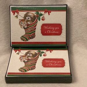 Boxed Christmas Cards ~ Puppy Kitten ~ 36 ct ~ 5” x 7” NIP